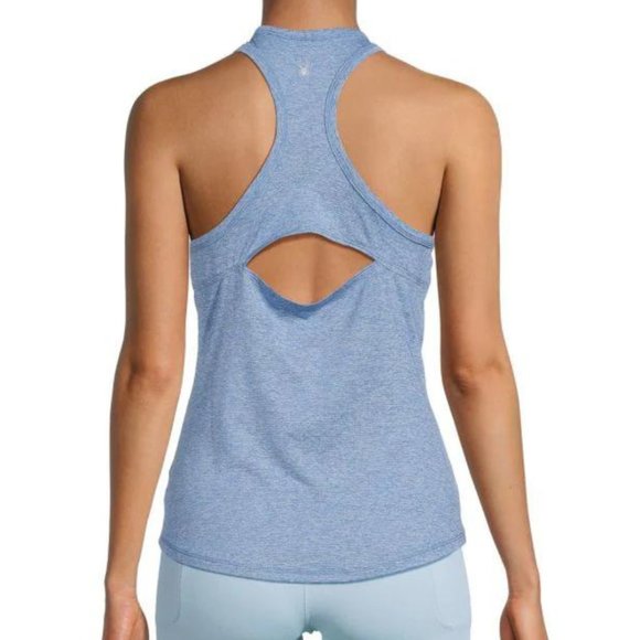 Spyder NWT Women's Cornflower Polyester MELANGE Cutout Racerback Tank Top - Picture 4 of 6
